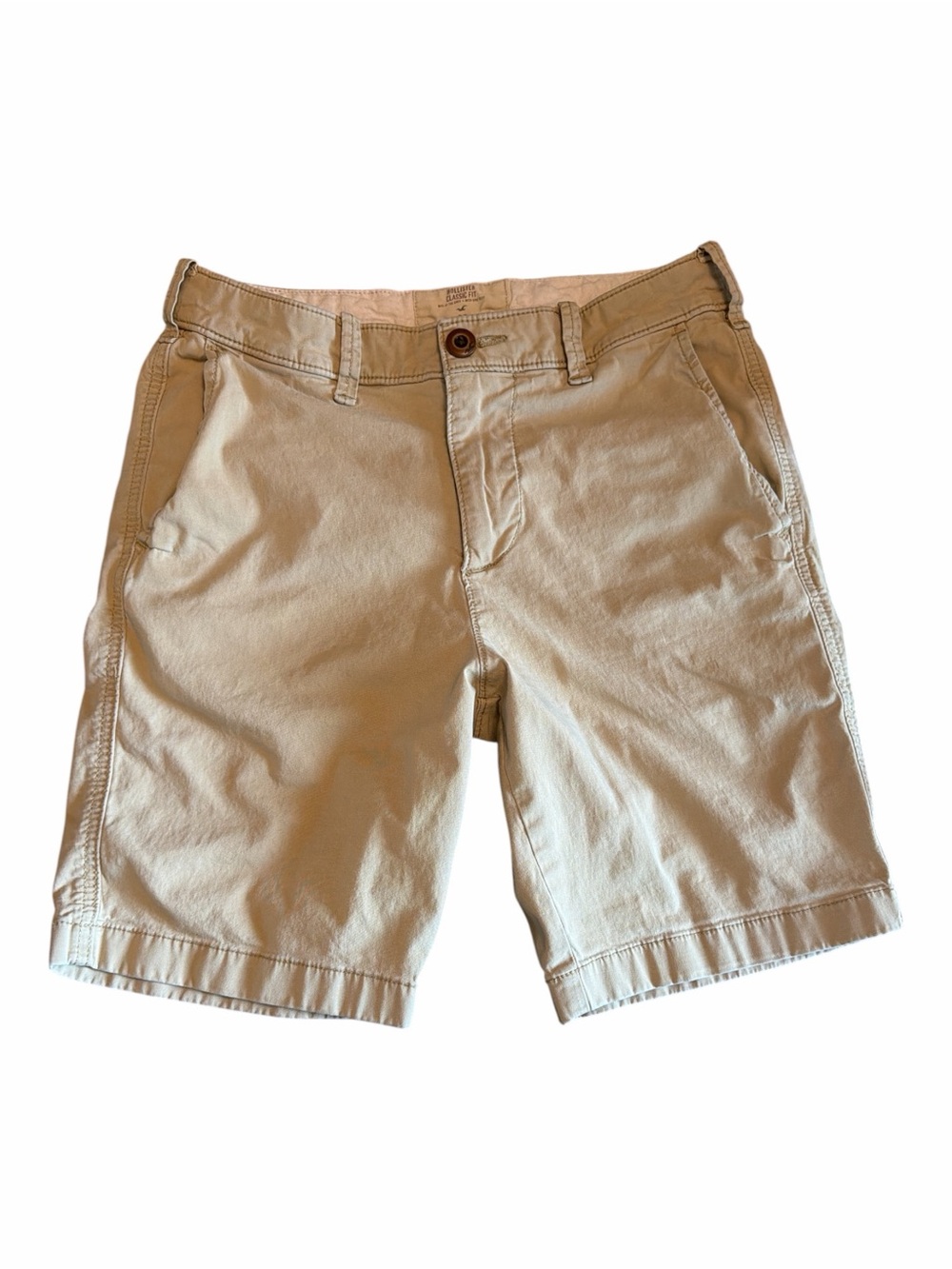 Hollister Classic Fit Khaki Chino Shorts Mens 28 Stretch Beige Casual